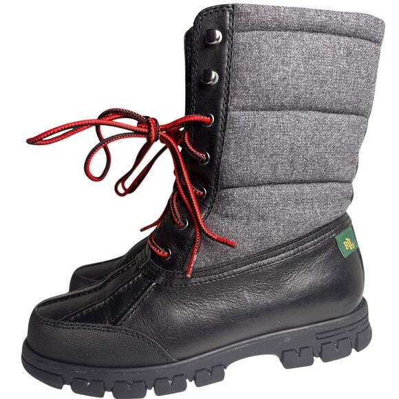 Ralph Lauren Quinlyn Lace Up Rain Snow Boots Womens 7.5 Gorpcore Apres Ski - Picture 13 of 15
